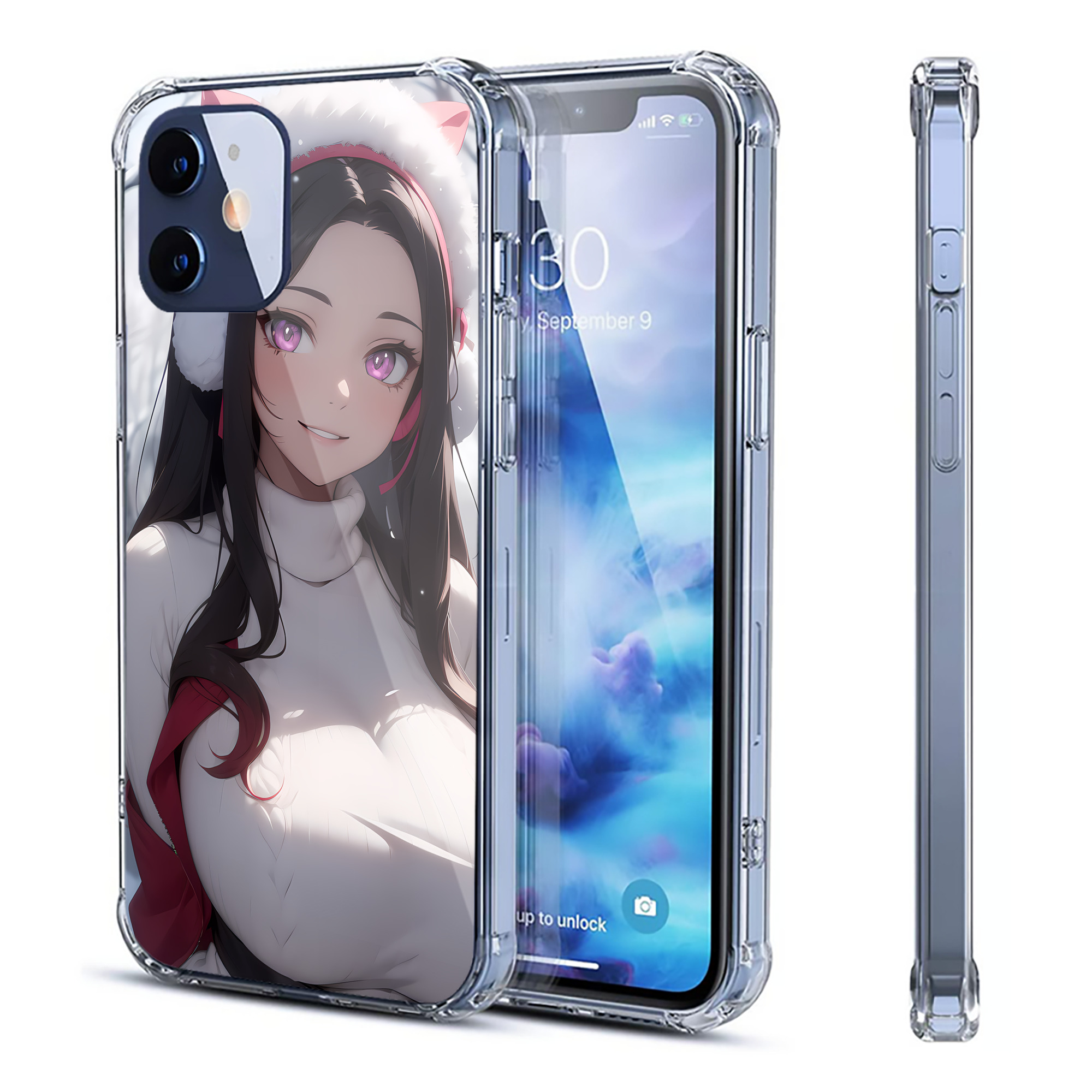 （画像用） 鬼滅の刃（きめつのやいば）竈門 禰󠄀豆子／かまど ねずこ Kamado Nezuko 【iPhone 12シリーズ対応】透明スマホケース（クリアソフトケース）